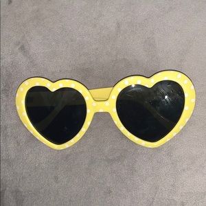 Yellow polkadot heart shaped sunglasses